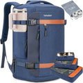 Velaybor 42L Travel Backpack with 4 Packing Cubes, TSA Friendly Flight Approved Carry-On Bag with USB Charging Port, Water-Resistant Weekender Business Backpack for Men Women, Fits 17.3" Laptop(Blue)