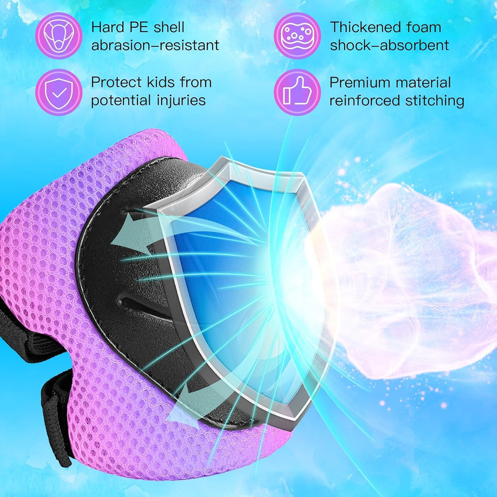 Wemfg Kids Protective Gear Set - 3-in-1 Knee, Elbow Pads & Wrist Guards for Ages 3-14 | Safe Skating & Cycling