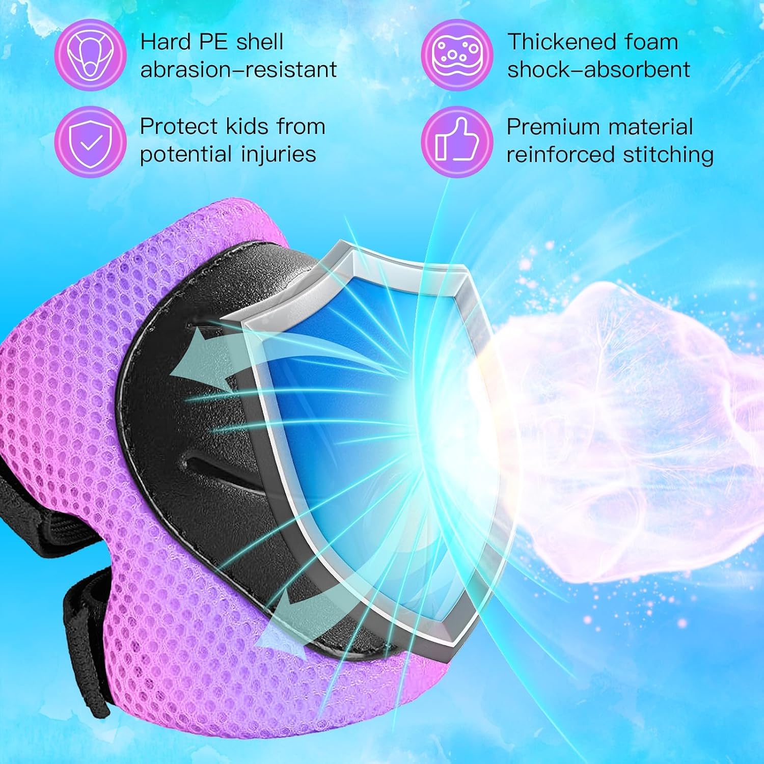 Wemfg Kids Protective Gear Set - 3-in-1 Knee, Elbow Pads & Wrist Guards for Ages 3-14 | Safe Skating & Cycling