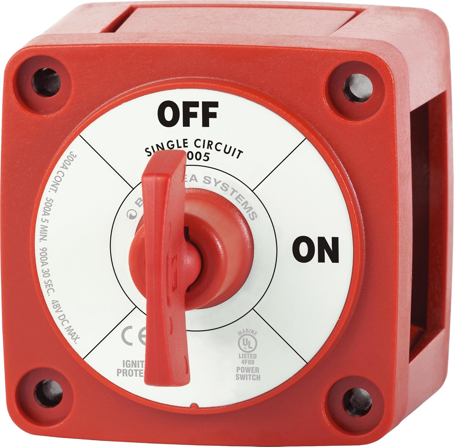 Blue Sea Systems On/Off Battery Isolator Switch - Locking Key, Red, 6005 M-Series