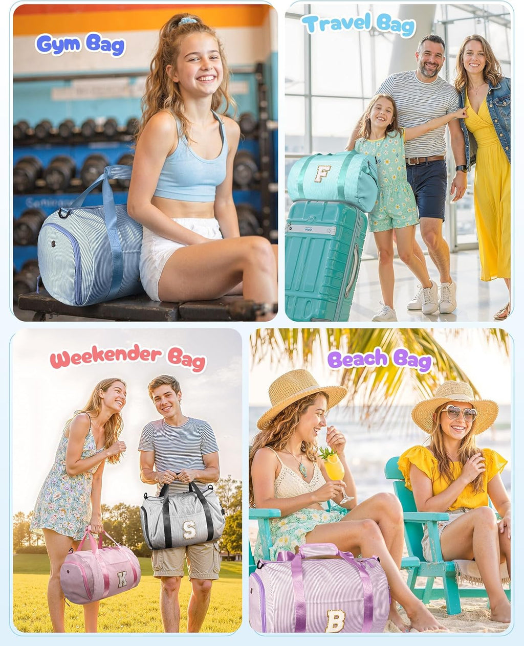 Skiennix Girls Travel Duffle Bag - Personalized Overnight Bag with Shoe Compartment | Trendy Weekend Bag (Letter L)
