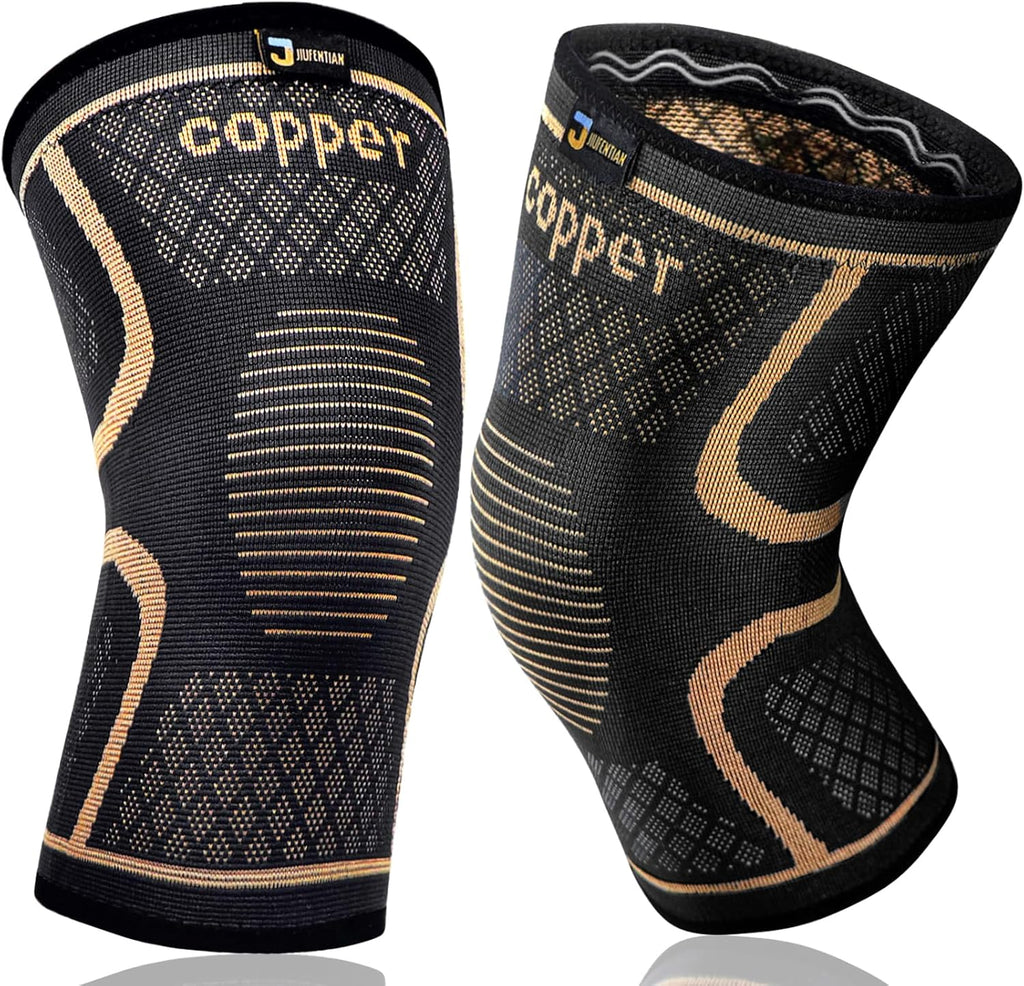 Skiennix Copper Knee Braces - Compression Support Sleeves for Pain Relief | 2-Pack, Medium Size