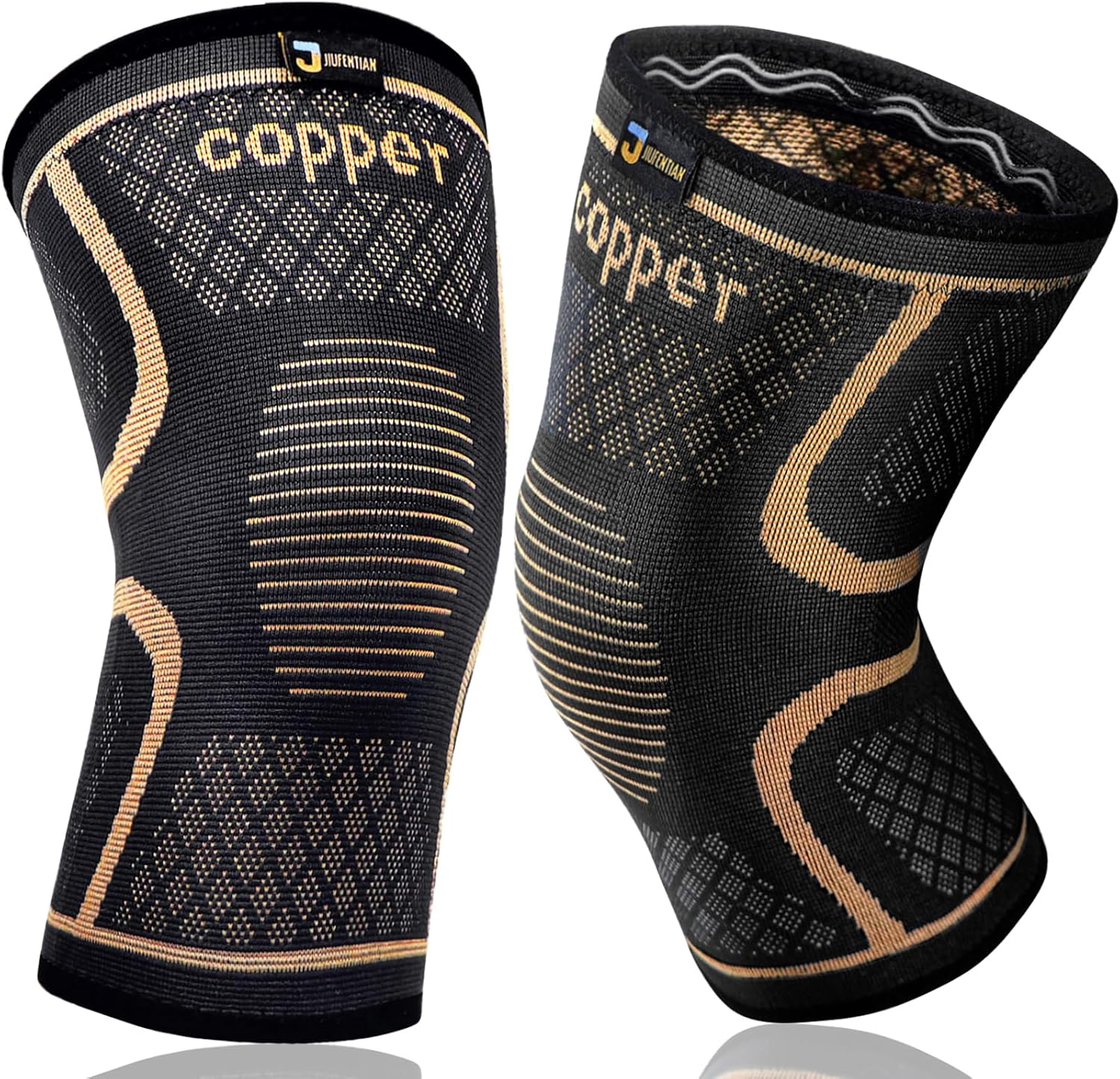 Skiennix Copper Knee Braces - Compression Support Sleeves for Pain Relief | 2-Pack, Medium Size