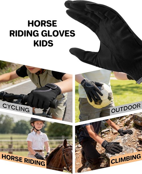 FitsT4 Kids Horse Riding Gloves - Touchscreen Equestrian Gloves for Boys & Girls | Youth Mesh Design
