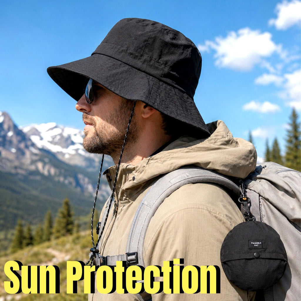 PFFY Packable Sun Bucket Hat for Women Outdoor UV Protection Sun Hats Waterproof Lightweight Hiking Outdoor Cap Grey
