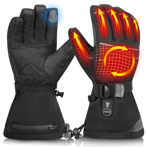 MaweMe Heated Gloves for Men Women,Electric Heated Ski Gloves with 3 Heat Settings, Rechargeable Heating Motorcycle Glove, Winter Thermal for Hiking Hunting Cycling
