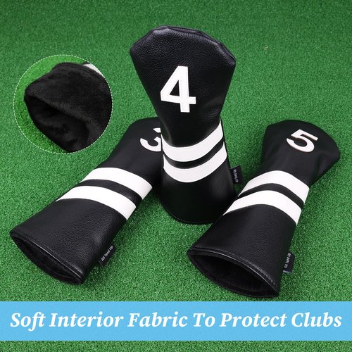 All Teed Up Premium Golf Club Covers - Hybrids (3,4,5) - Black
