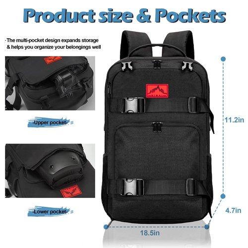 GoHimal Skateboard Backpack, Skateboard Bag Sports Backpack, Laptop Bag Multi-Sport Design for Men & Women