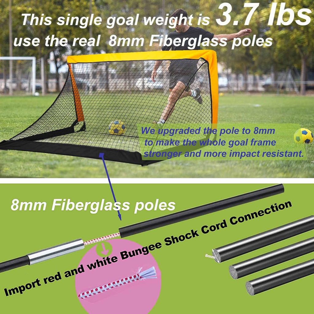 Poray Portable Soccer Goal - Pop Up Net for Kids & Adults | Durable 210D Oxford Fabric & Extra Stakes