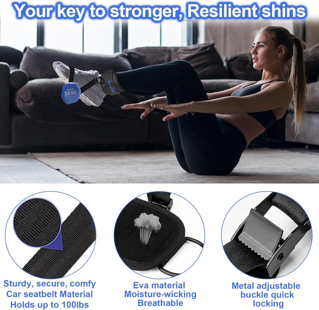 Skiennix Dumbbell Foot Attachment - Adjustable Tibialis Trainer for Home Leg Workouts | Ankle Weights & Straps
