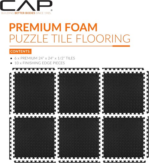 CAP Puzzle Exercise Mats | 1/2” Thick EVA Interlocking Foam Tiles for Home Gym Flooring | Multiple Options