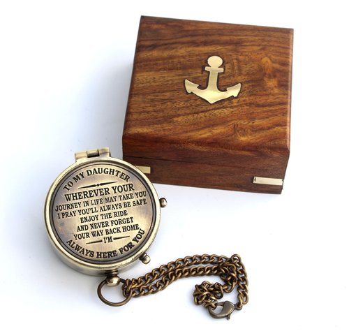 to My Daughter Compass – Graduation Gifts for Daughter from Dad or Mom – Birthday, Confirmation, Camping Gift for Daughter – Engraved Compass with Gift Box