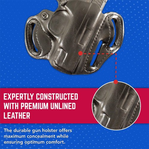 DeSantis Speed Scabbard Leather OWB Gun Holster - Belt Slide Gun Holster, Precise Molding, Compatible with S&W M&P Shield 9/40, M&P Shield M2.0 9/40, M&P 9 Shield Plus - Right Hand Draw, Black