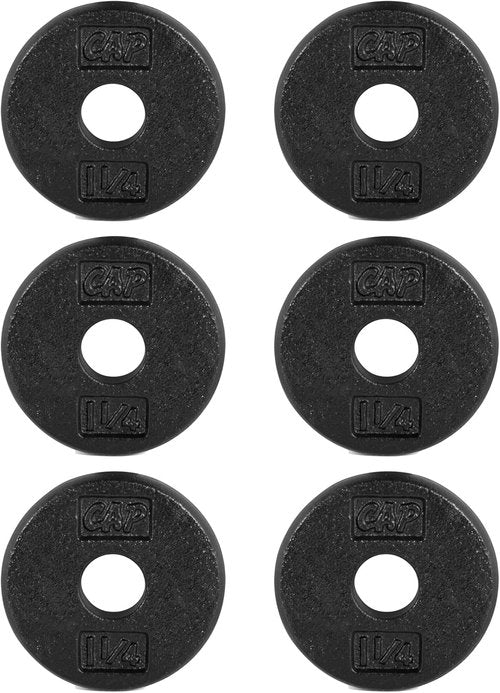 CAP Barbell Standard 1-Inch Cast Iron Weight Plates - Durable Singles & Sets | 1.25-50 lbs Options