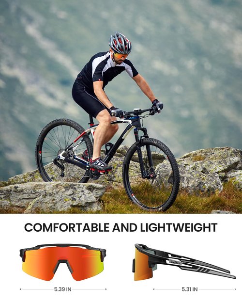 OutdoorMaster Hawk II Polarized Sports Sunglasses for Men Women, TAC UV400 Protection TR90 Frame Cycling Sunglasses, Baseball Running Fishing Golf, REVO Red Cat.3