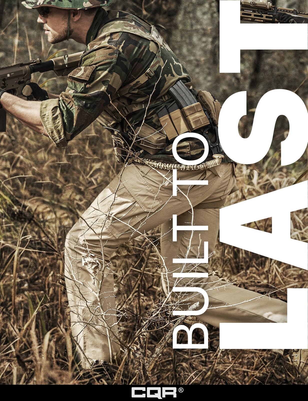 CQR Men's Tactical Pants, Water Resistant Ripstop Cargo Pants, Lightweight EDC Work Hiking Pants, Outdoor Apparel, Raider Khaki, 42W x 30L