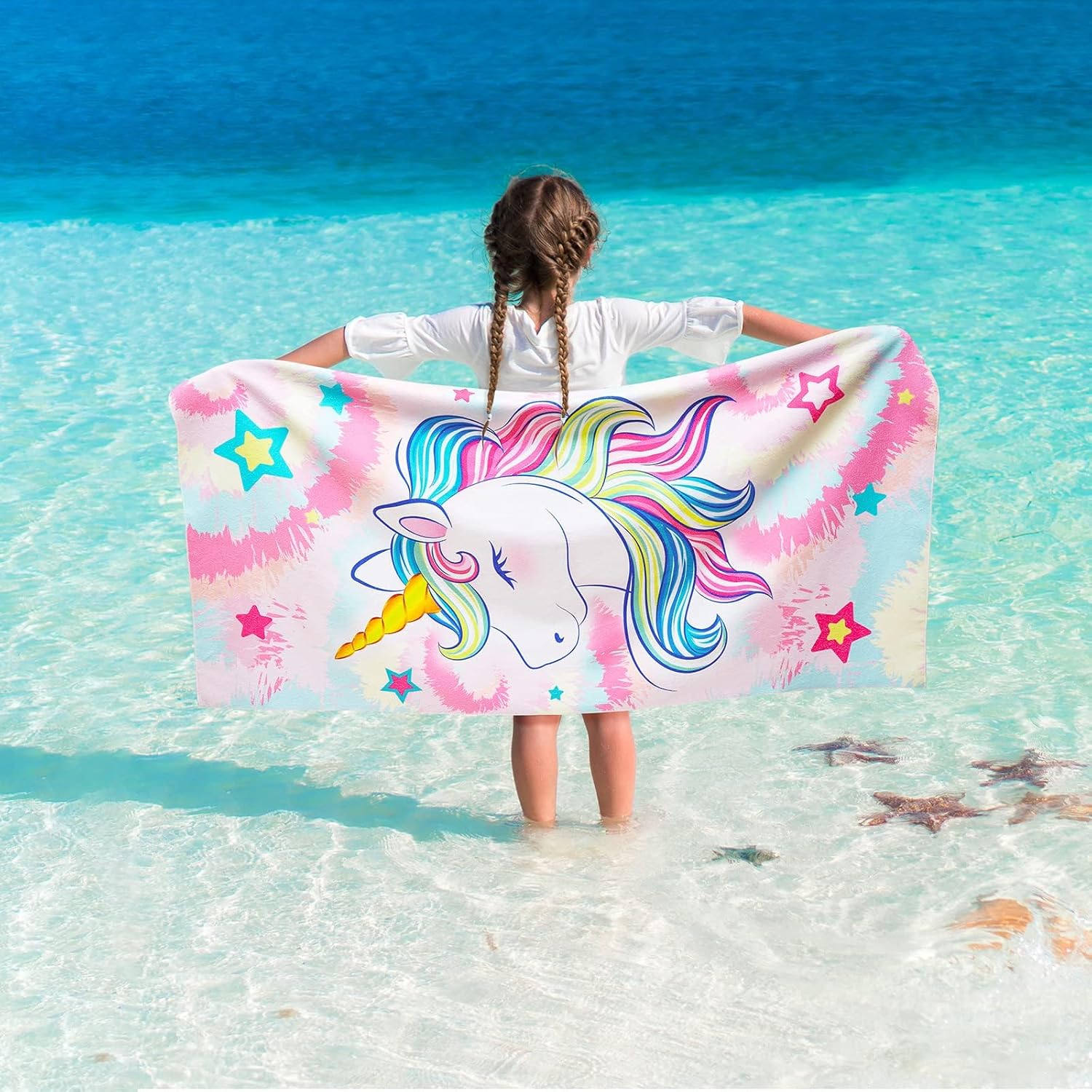 WERNNSAI Unicorn Beach Towel for Kids - Quick Dry, Ultra Absorbent, 30” x 60” | Perfect for Pool & Travel