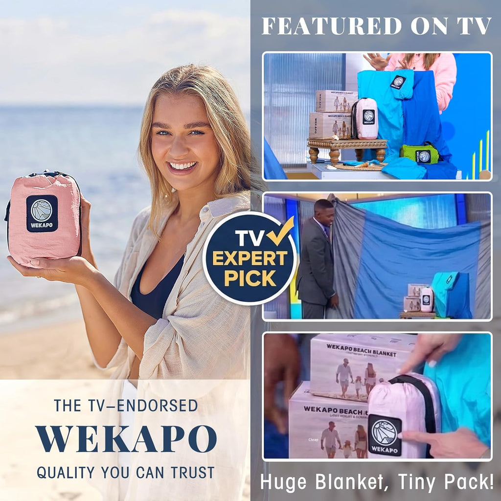 WEKAPO Beach Blanket - Extra Large Sandproof & Waterproof Mat | Quick-Drying, Compact Design for Picnics & Camping