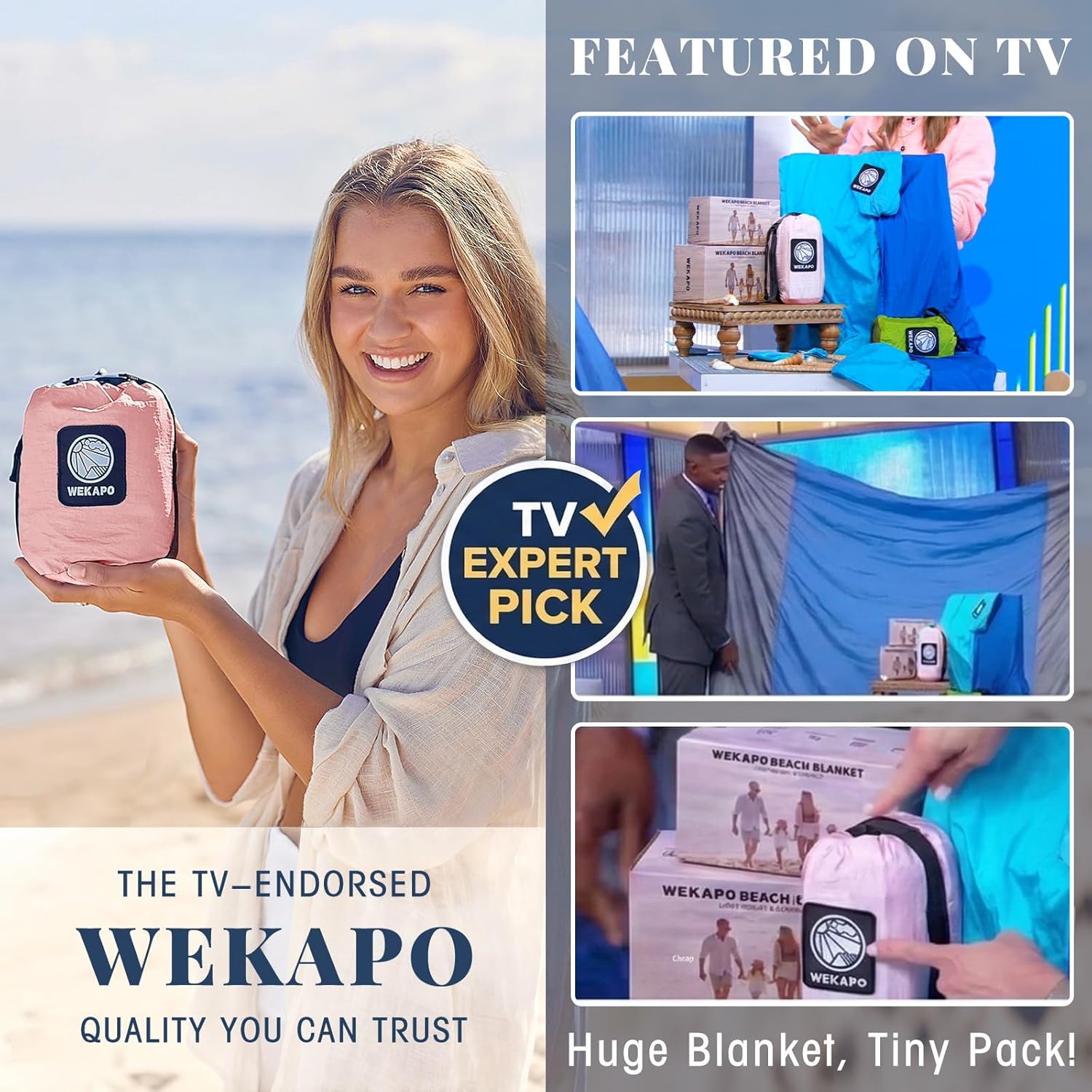 WEKAPO Beach Blanket - Extra Large Sandproof & Waterproof Mat | Quick-Drying, Compact Design for Picnics & Camping