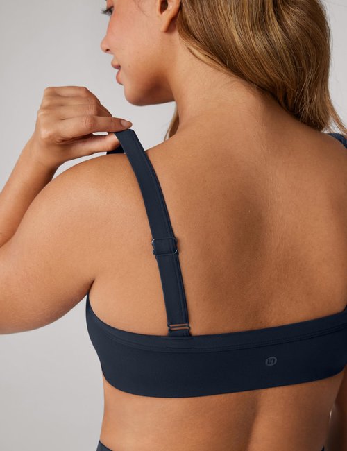 UNISSU Hugcurve Adjustable Sports Bra Square Neck Wireless Padded Yoga Workout Tops Twilight Blue Small