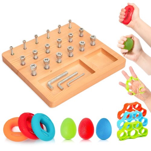 DICYWUDI Wooden Pegboard for Finger Dexterity, Finger Strength Trainer for Hand Grip Strengthener Targeted Strength, Relief & Recovery– for Men, Women, and Seniors