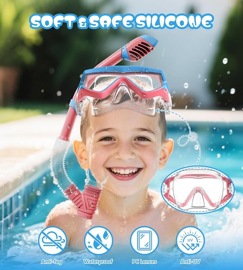 Aegend Snorkel Mask - Panoramic Anti-Leak & Anti-Fog Design for Adults, Youth & Kids | Includes Mesh Bag