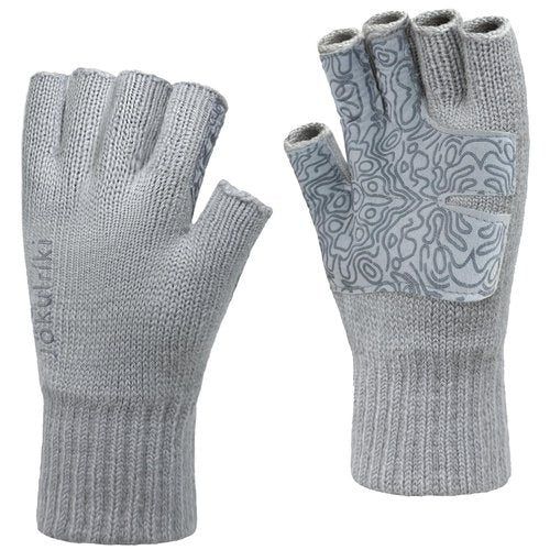 Jökulríki Merino Wool Fingerless Gloves Warm for Men and Women Cold Weather Winter Half Finger Gloves (Gray, L/XL)