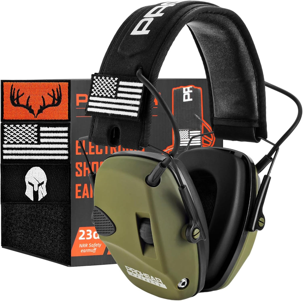 PROHEAR Electronic Ear Protection Muffs - 4X Sound Amplification & NRR 23dB Noise Reduction | Green