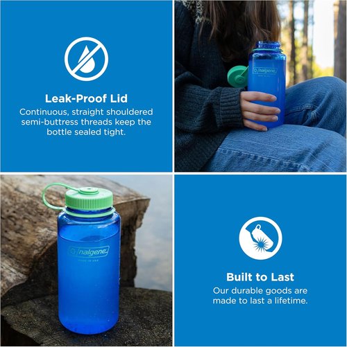 Nalgene 32 oz Wide Mouth Water Bottle - BPA-Free, Durable & Leak-Proof for Hiking, Gym & Travel