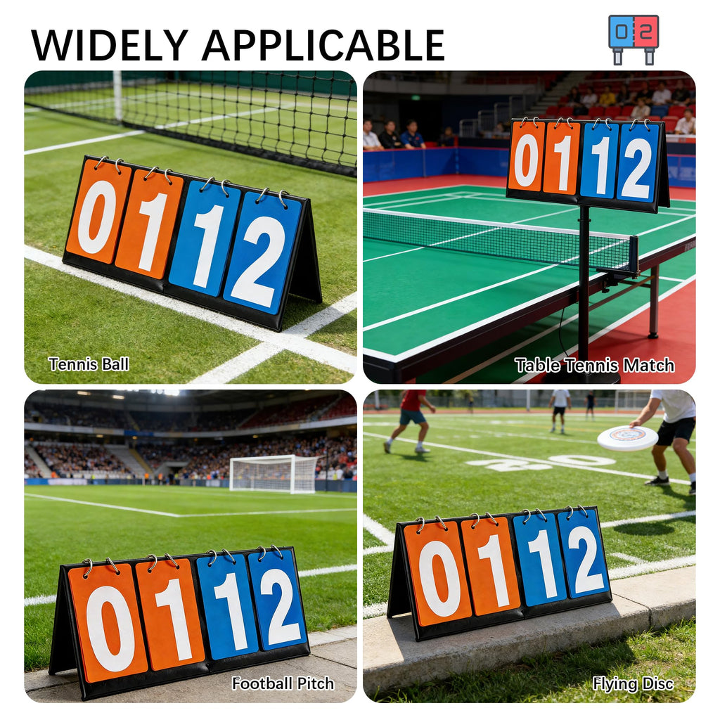 CAIYUANYUAN-SHENXUEJIAO Portable Desktop Flip Scoreboard 4-Digit with 2 Premium Whistles & Mouthguards - Ideal for Basketball, Tennis, Badminton & Multi-Sport Scoring