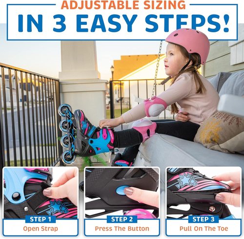 Blue Combo Skates (M) + Protective Gear