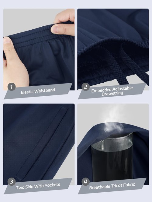 4 Pack Boys Lightweight Sweatpants, Tricot Sweat Pants for Boys Athletic Open Bottom Pants with Pockets & Drawstring Black, Navy, Dark Gray, Gray Set A L