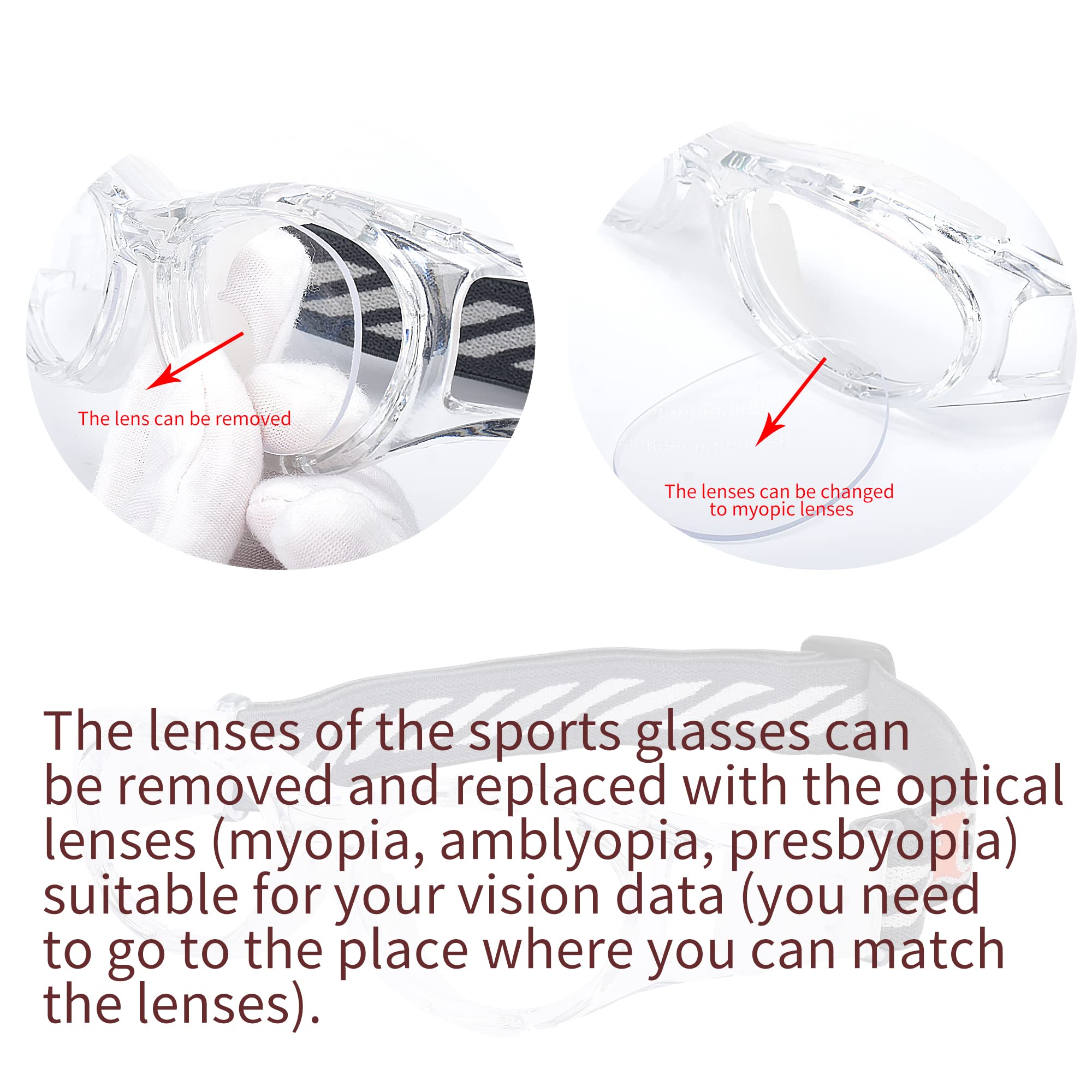 SooGree Kids Sport Goggles Basketball Football Safety Goggles Glasses Boys Safety Eyewear Anti Shock Collision Glasses Frame 7-14 (Transparent)