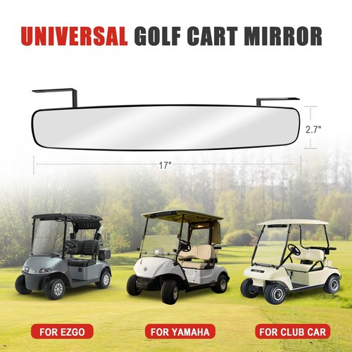 AWELCRAFT Golf Cart Rear View Mirror - 16.5" Wide 180° Panoramic, Easy Installation for EZGO, Club Car, Yamaha & Other Golf Carts