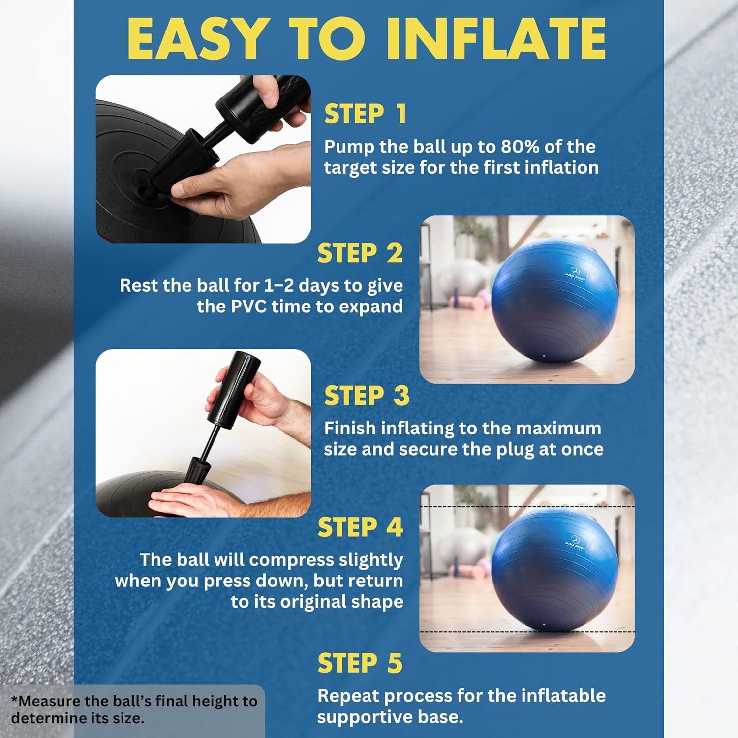 ProBody Pilates Yoga Ball Chair - Exercise Ball with Base for Home Office & Workout | Stability Seat for Back Support