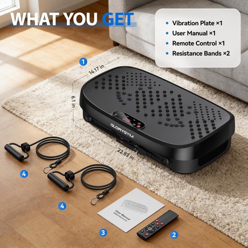 Glorygym Vibration Plate Exercise Machine - 120 Levels, 350lb Capacity, Quiet Motor with Remote Control for Home Fitness & Weight Loss