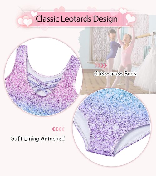 Idgreatim Girls Gymnastic Leotard - Ballet Dance Dress with Removable Skirt & Scrunchie | Ages 4-11