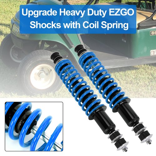 JIAYAN Golf Cart Front or Rear Shock Absorber with Heavy Duty Coil Springs Compatible with E-Z-GO TXT/Medalist 1994+ Gas & Electric Models OEM# 70928-G01 76418-G01 70630-G01 Blue (2Pcs)