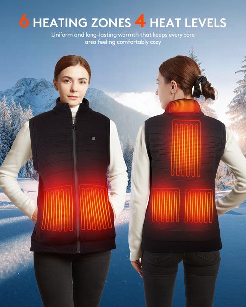 FIHOXU Women’s Heated Sweater Vest with 16000mAh Battery, Soft Knit Electric Heated Vest, App & Button Control