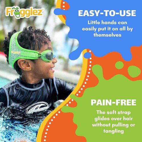 Frogglez Anti-Fog Swimming Goggles - Premium Pain-Free Strap for Kids Ages 3-10 | Comfortable Fit