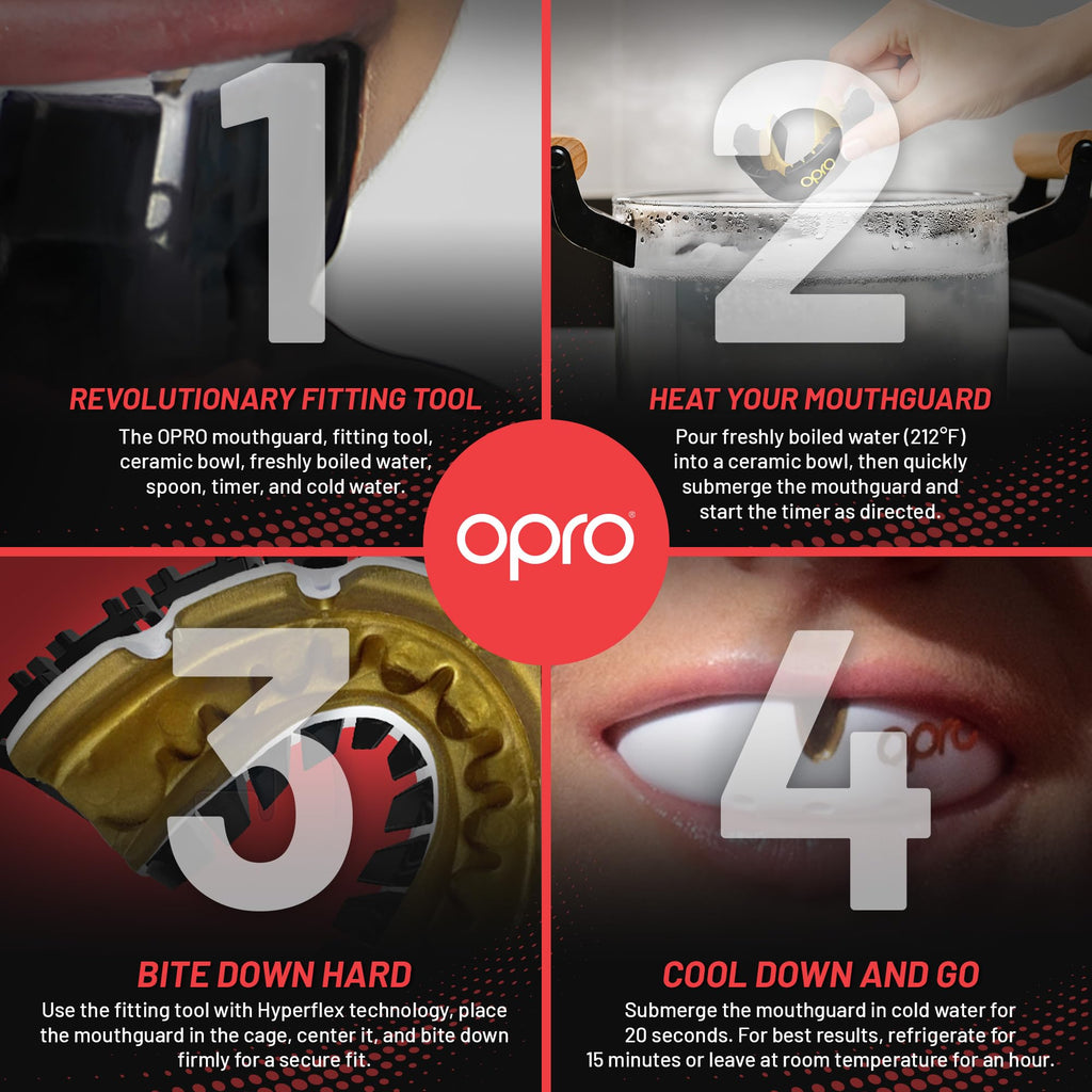 OPRO Gold Level Braces Mouth Guard, Moldable Mouthguard for Comfort & Fit for Boxing, Hockey, MMA, UFC, Football, Braces Protection, Youth & Adult Mouthguard with Case Included, Black