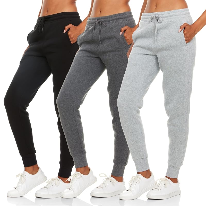 BottomLine 3 Pack Sweatpants for Women - Fleece Joggers with Pockets, Combo 1+Standard+Medium