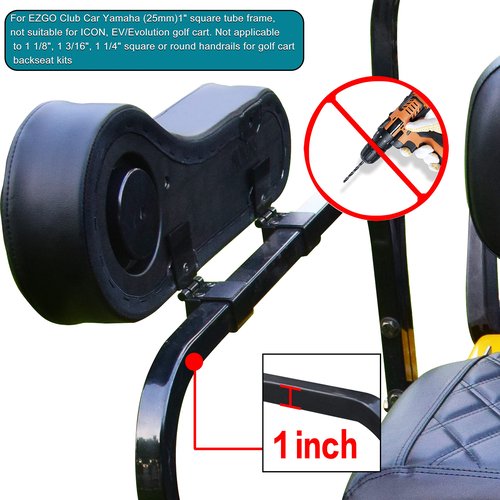 NOKINS Golf cart flip armrest with Cup Holder, no Drilling Required, for Club car/EzGo/Yamaha, Club cart Black Stitching armrest kit