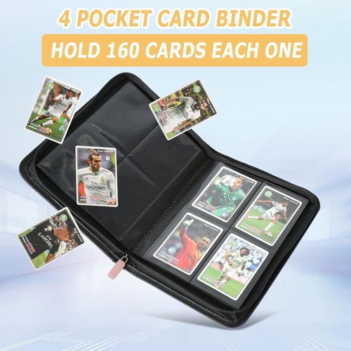 GERMUN Trading Card Binder - Premium 4 Pocket Card Holder for 160 Cards | Double-Sided Album in Pink