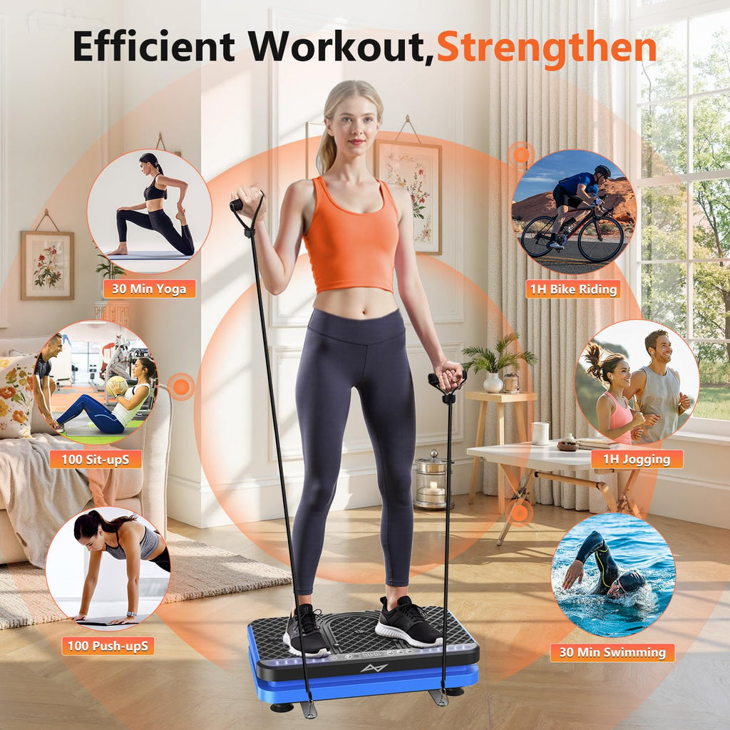 AXV Vibration Plate Fitness Platform Exercise Machine Vibrating Lymphatic Drainage Shaking Full Body Shaker Workout Vibrate Stand Shake Board Sport Gym for Weight Loss Fat Burner for Women Men
