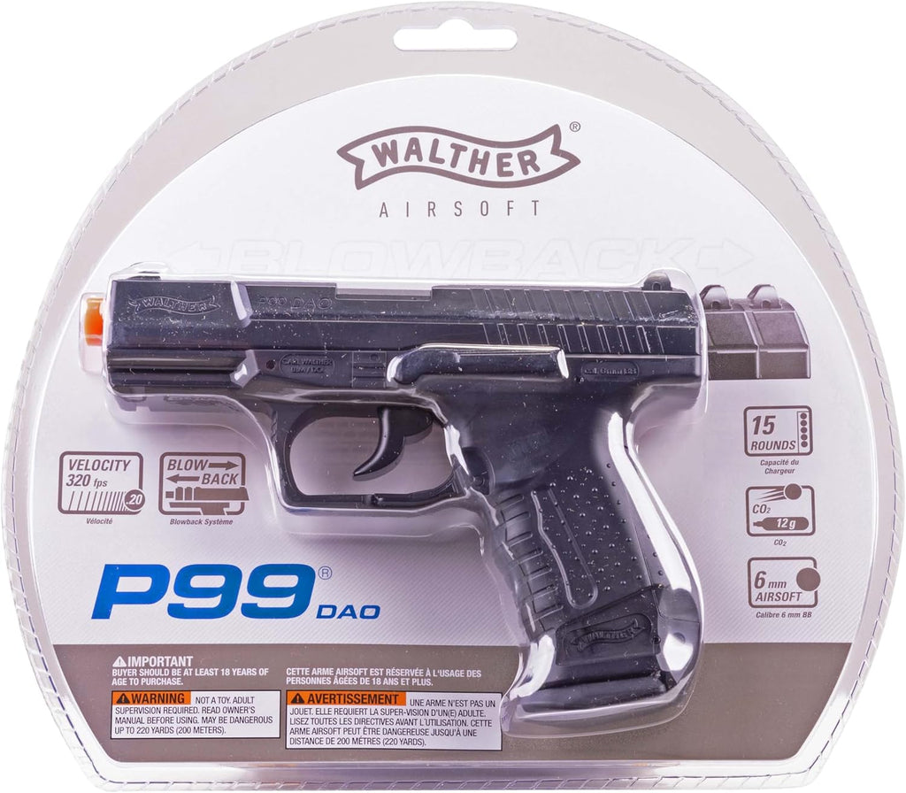 Umarex Walther P99 Airsoft Gun - CO2 Powered Blowback 6mm BB Pistol for Realistic Shooting Experience
