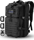 Hannibal Tactical MOLLE Assault Backpack - Military-Grade 3-Day Rucksack with USA Flag Patch | Black