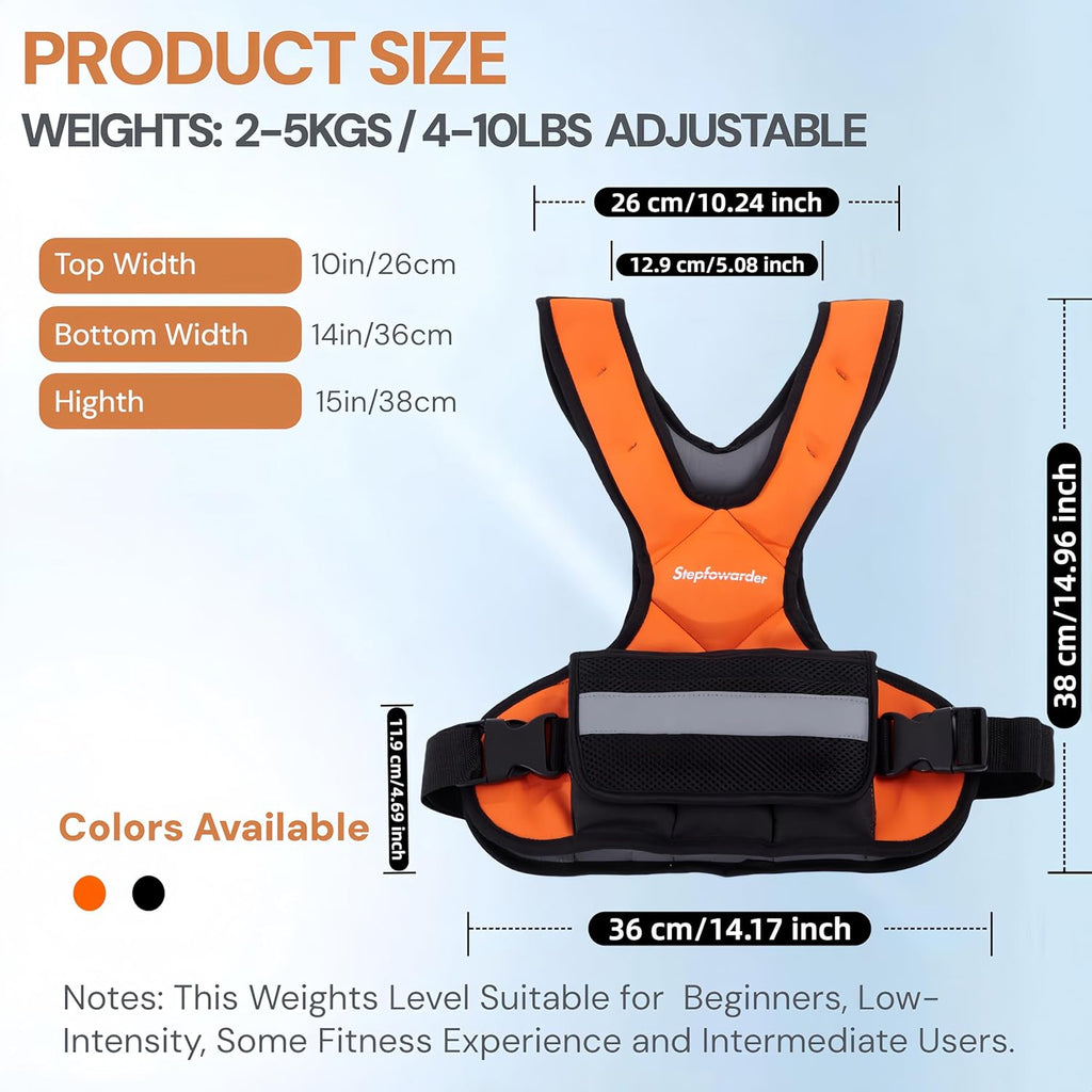 Skiennix Adjustable Weighted Vest - 6lbs/12lbs for Strength Training, Running & Workouts | Reflective Stripes