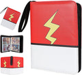 Skiennix Trading Card Album - 4 Pocket PU Premium Zip Binder with 50 Removable Sleeves | Red & White