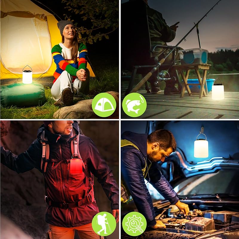 BOBKID LED Camping Lantern - Rechargeable, 1000 Lumens, 360° Light, IP44 Waterproof (Black)